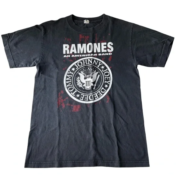 Ramones Graphic Tee Size S Black Punk Rock Band Shirt Anvil Y2K - Picture 1 of 5